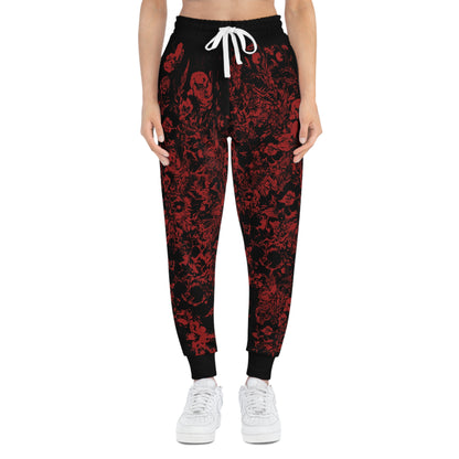 Red Flower, Athletic Joggers